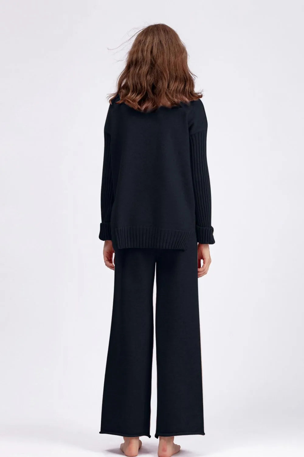 High- Low Turtleneck Long Sleeve Top and Pants Sweater Set - LaTezza Online Shop