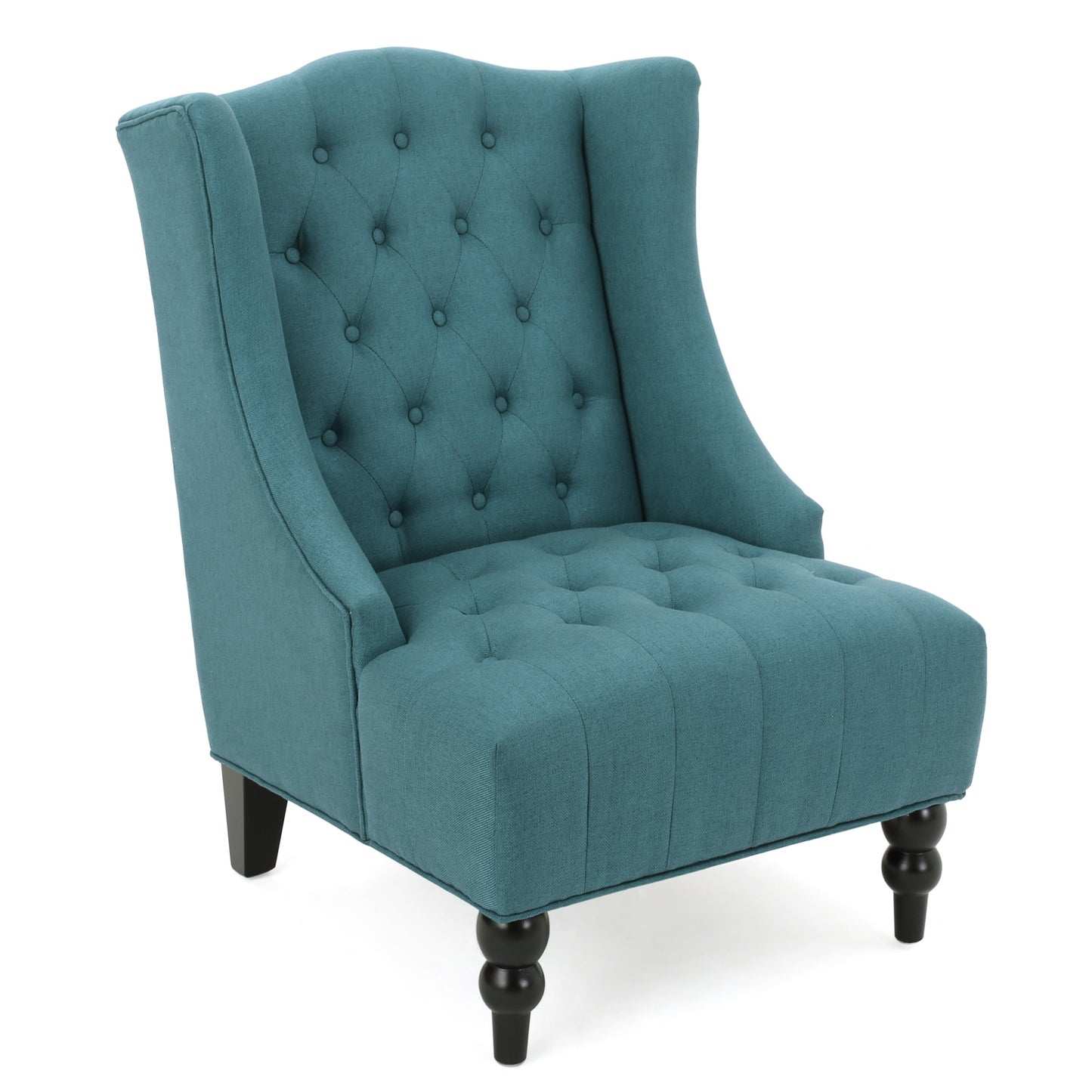 Teal Upholstered Wingback Chair with Birch Wood Legs - LaTezza Online Shop