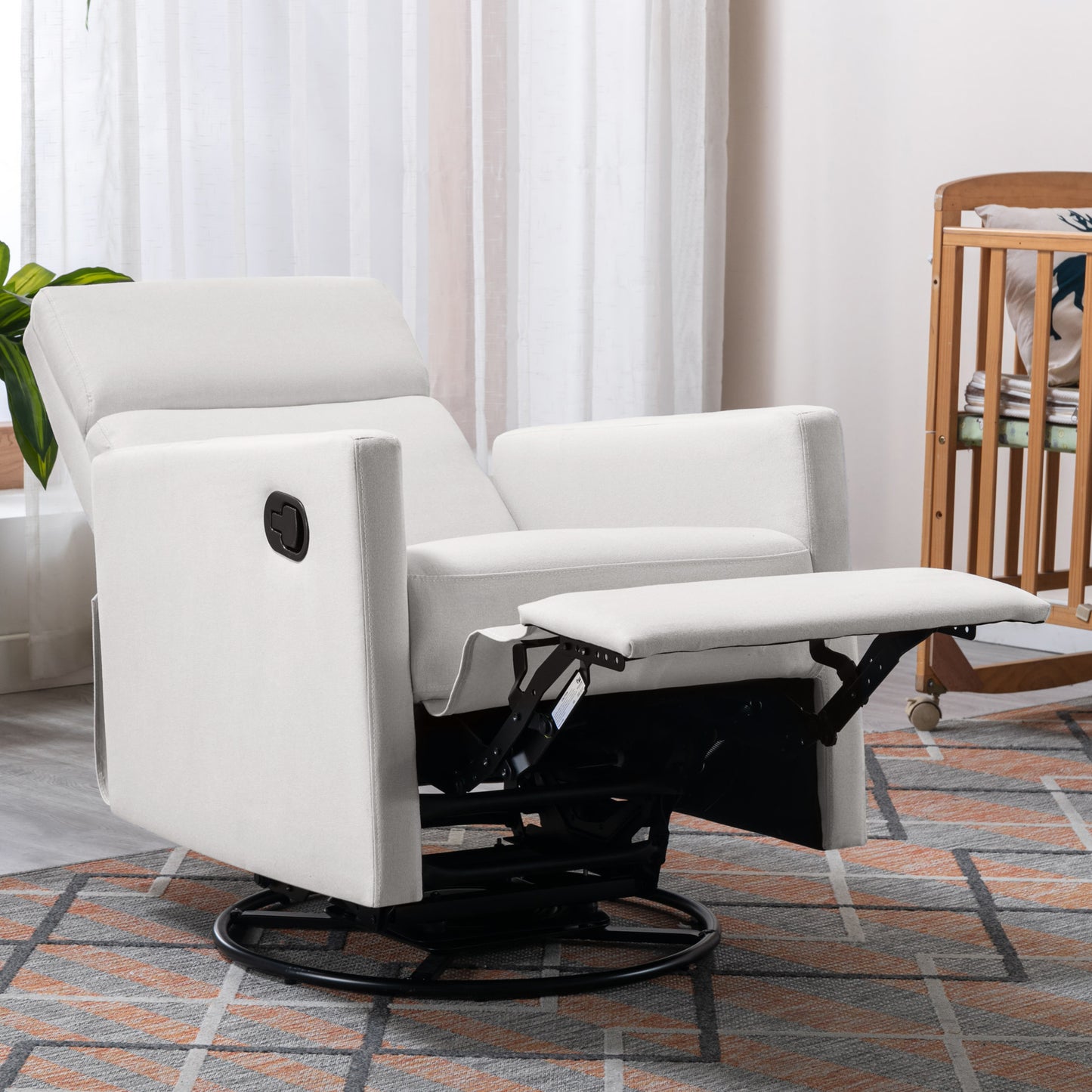 Modern Upholstered Rocker Nursery Chair Plush Seating Glider Swivel Recliner Chair Beige - LaTezza Online Shop