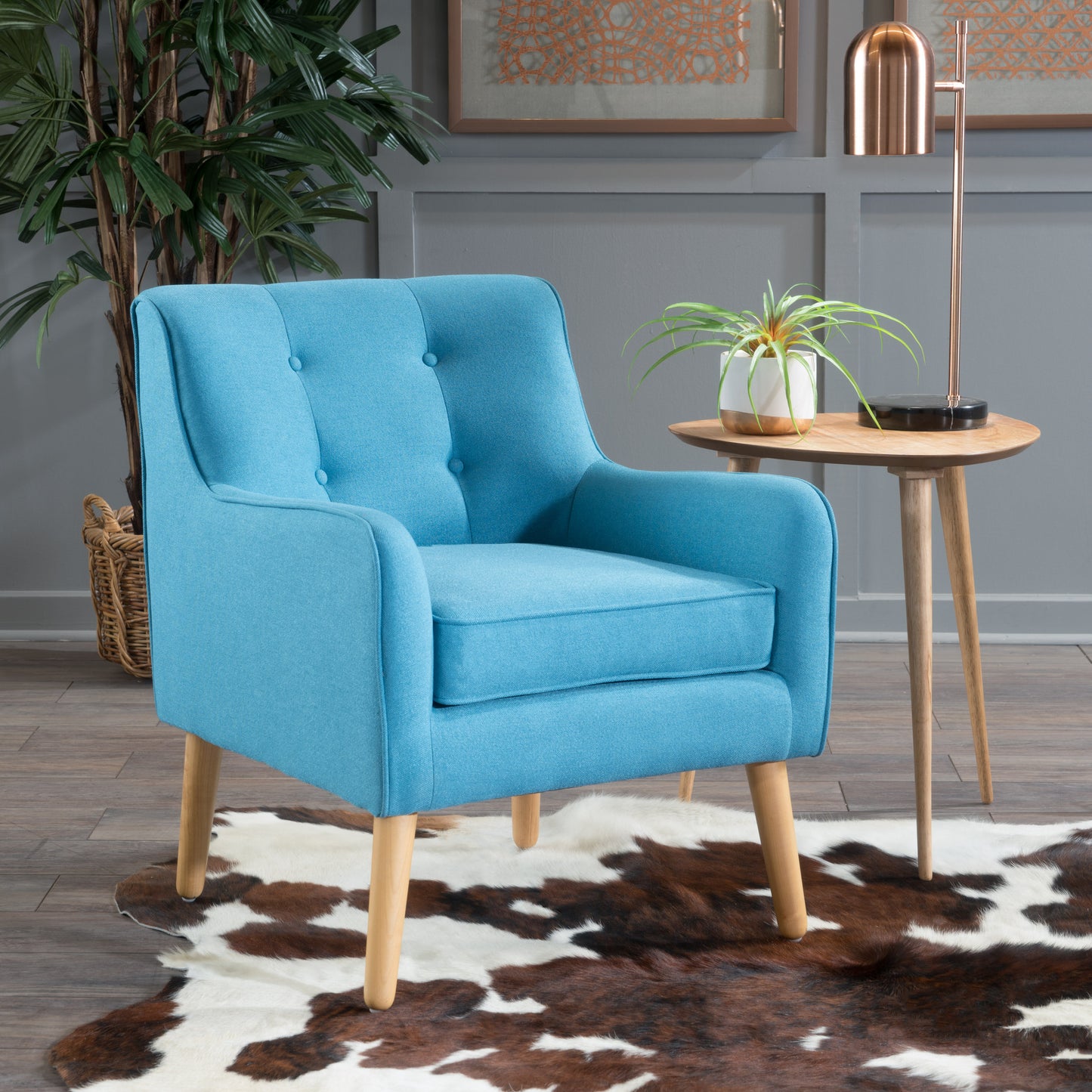 Light Blue Midcentury Modern Arm Chair for Living Room - LaTezza Online Shop