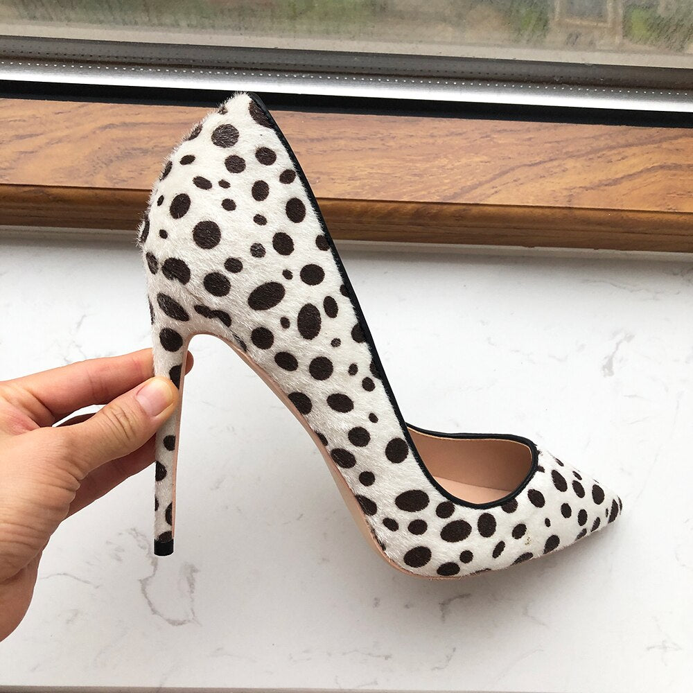 Pumps Polka Dot Print Women Flock Pointy Toe High Heel Shoes Sexy Spotted Pattern Stiletto Pumps - LaTezza Online Shop