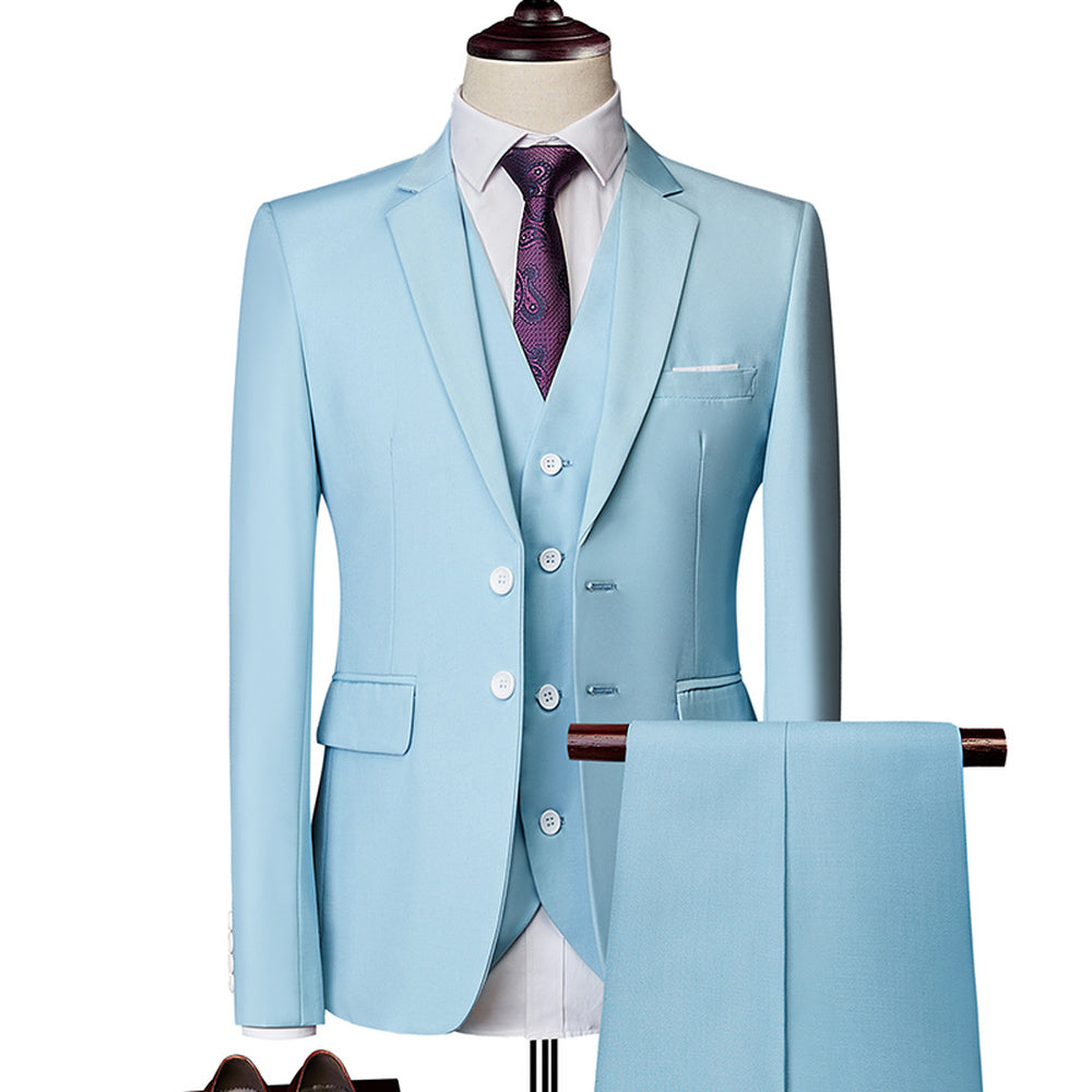 Slim Fit Tuxedo Formal Wedding Prom Work Suits 3Pcs Set Jacket Pants Vest - LaTezza Online Shop