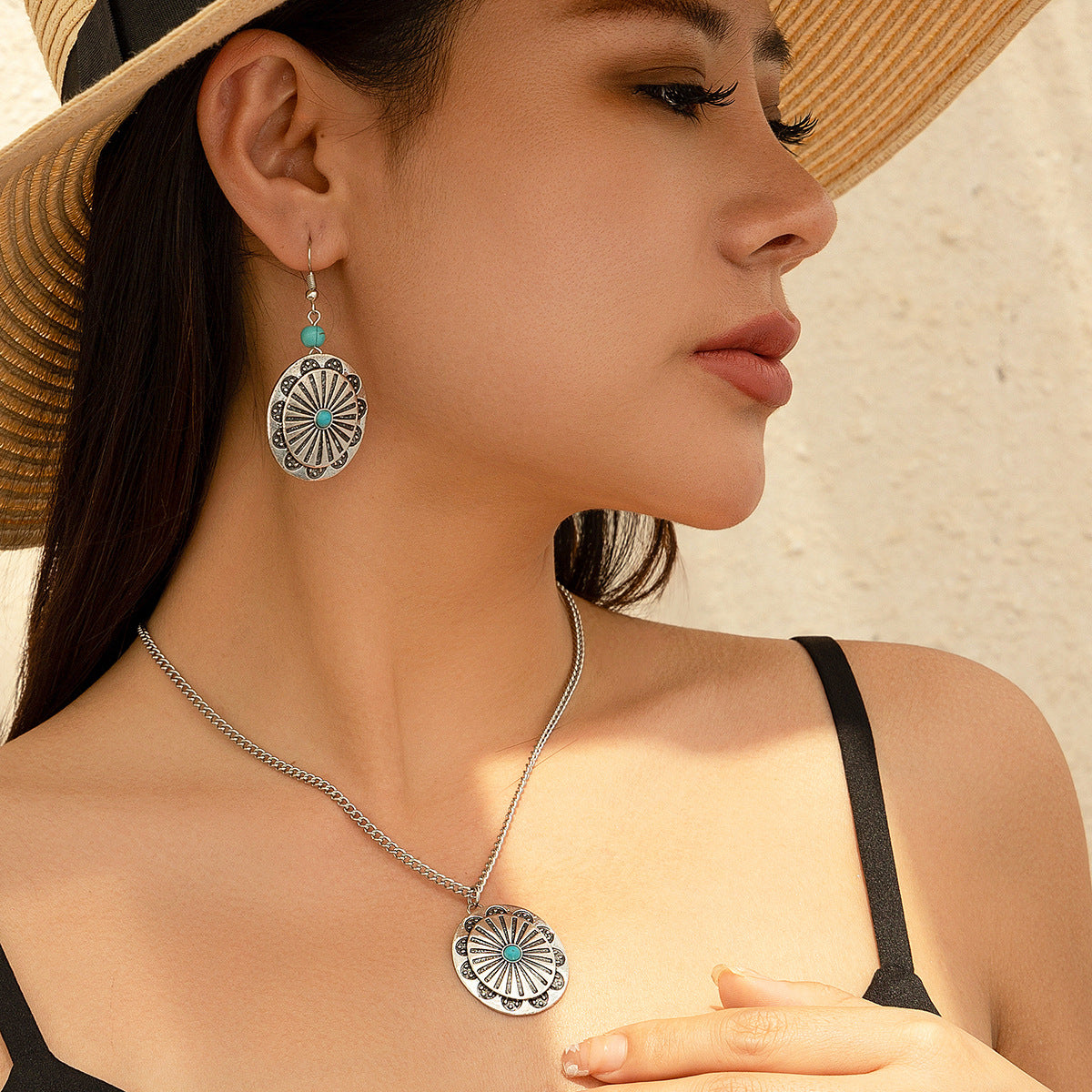 Holiday Ethnic Style Pine Stone Coconut Tree Necklace Simple Thread Love Neck Jewelry Set - LaTezza Online Shop