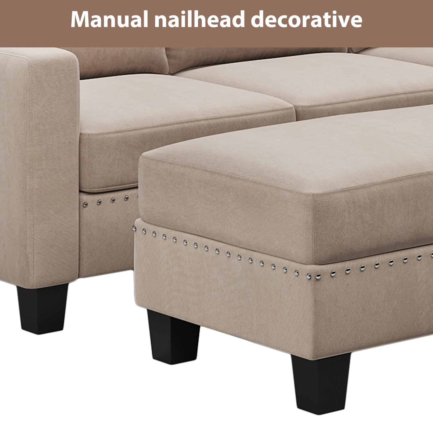 81" Reversible Sectional Couch with Storage Chaise L-Shaped Sofa for Apartment Sectional Set Warm Grey - LaTezza Online Shop