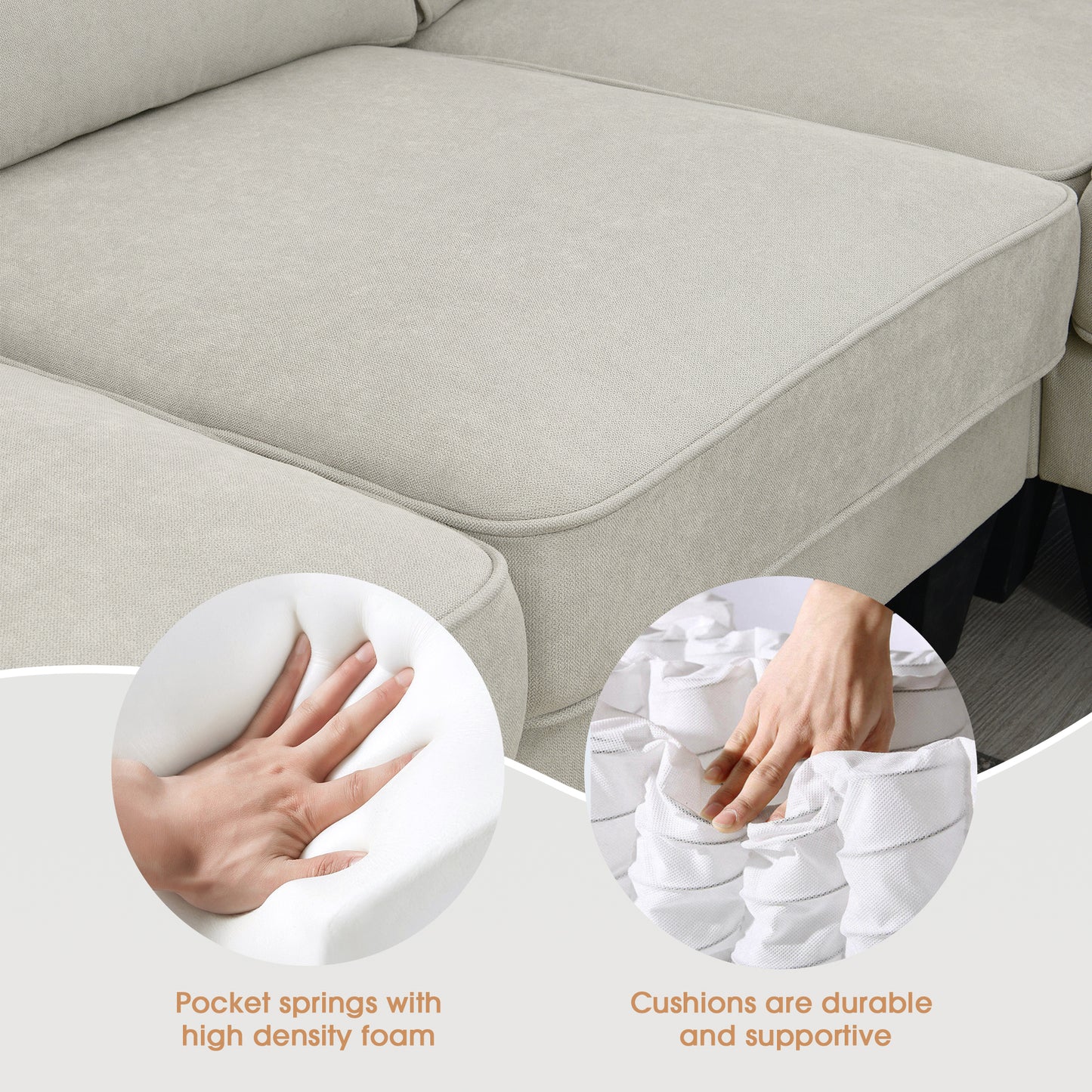 Modern U Shape Sectional Sofa Set 7 Seat Fabric - LaTezza Online Shop