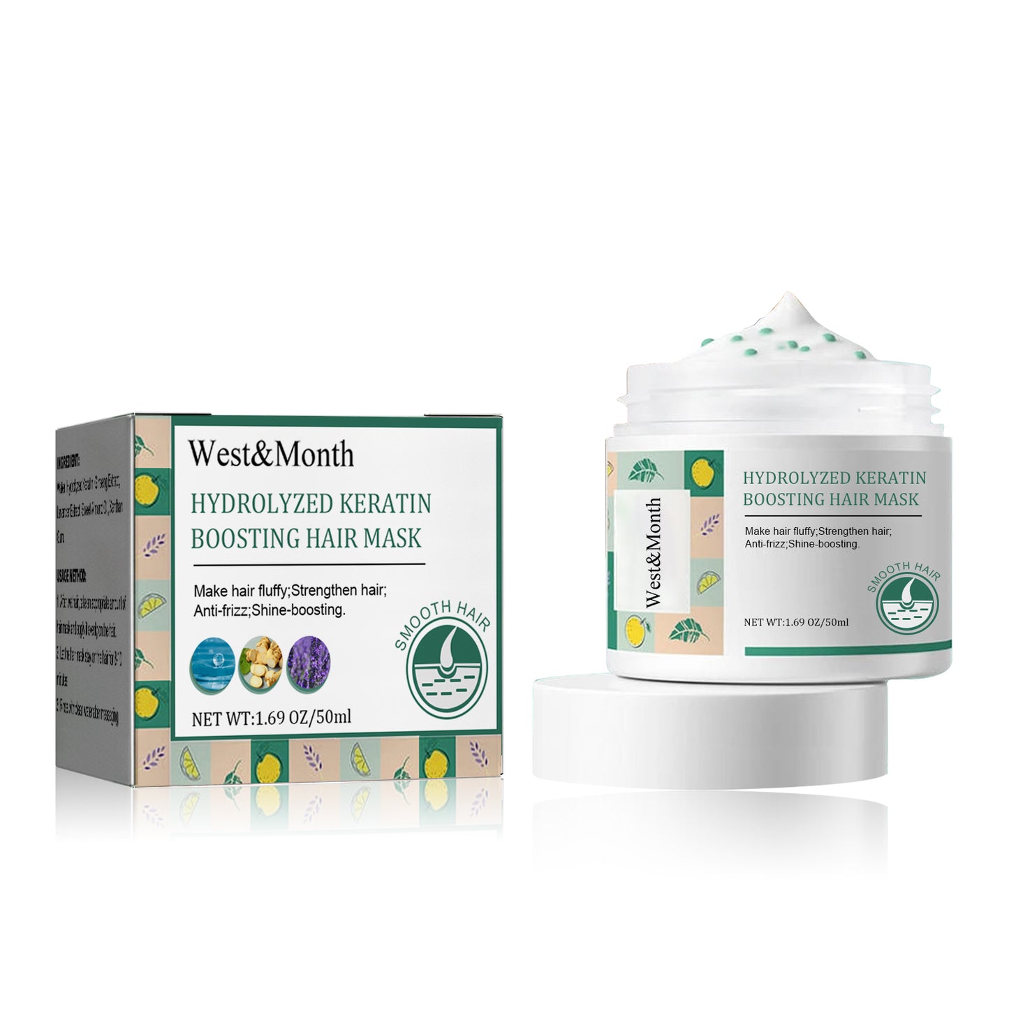 West&Month Keratin Hair Mask, Moisturize Repair Split Ends Dry And Frizzy Smooth Hair Care Mask - LaTezza Online Shop