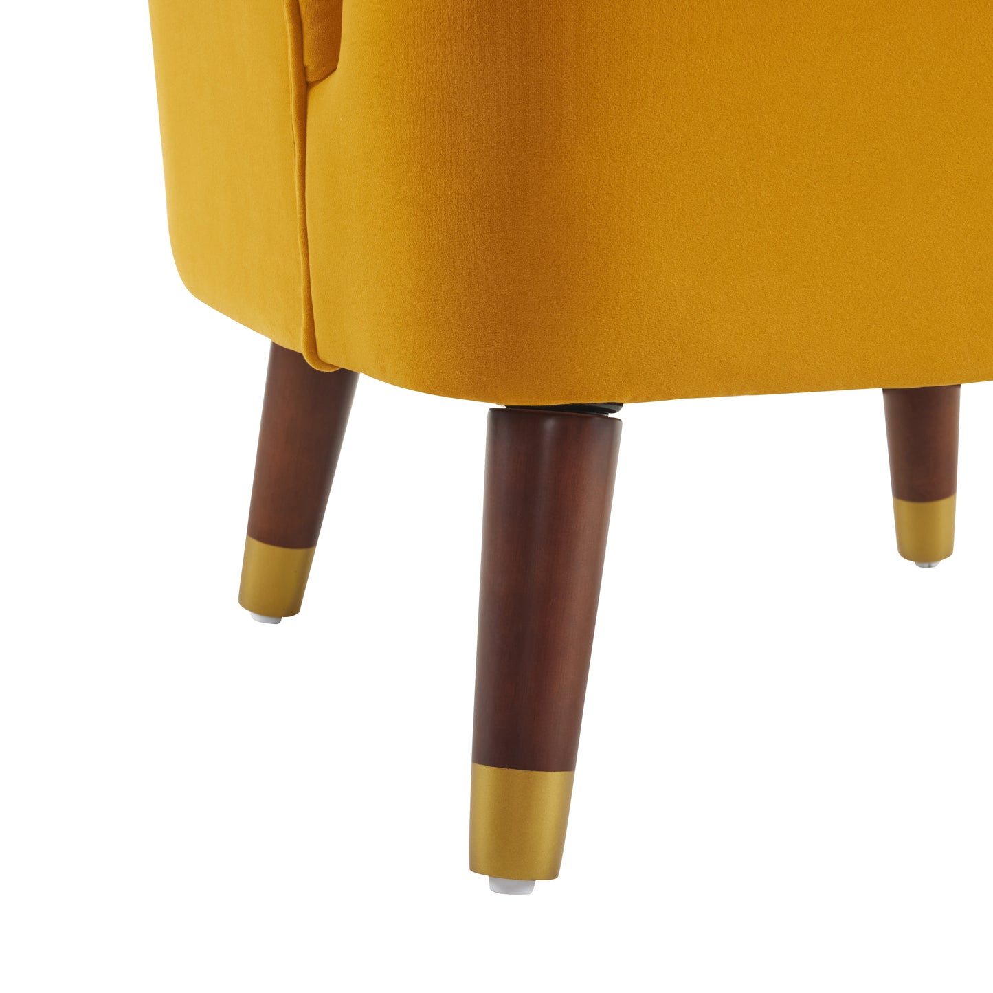 Orange Upholstered Barrel Accent Chair With Wooden Legs - LaTezza Online Shop