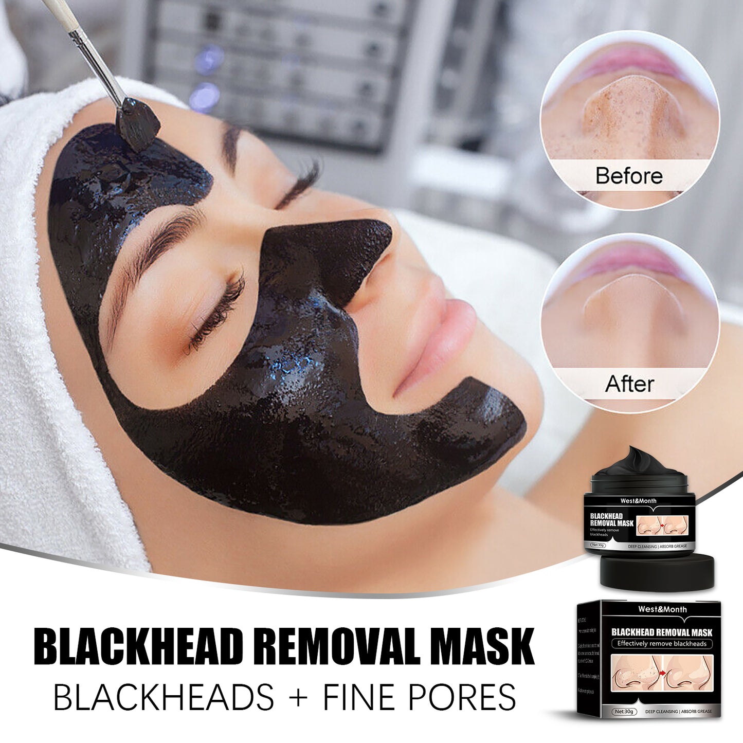West&Month Blackhead Removal Mask, Peel Off Remove Blackhead Activated Carbon Cleansing Face Mask - LaTezza Online Shop