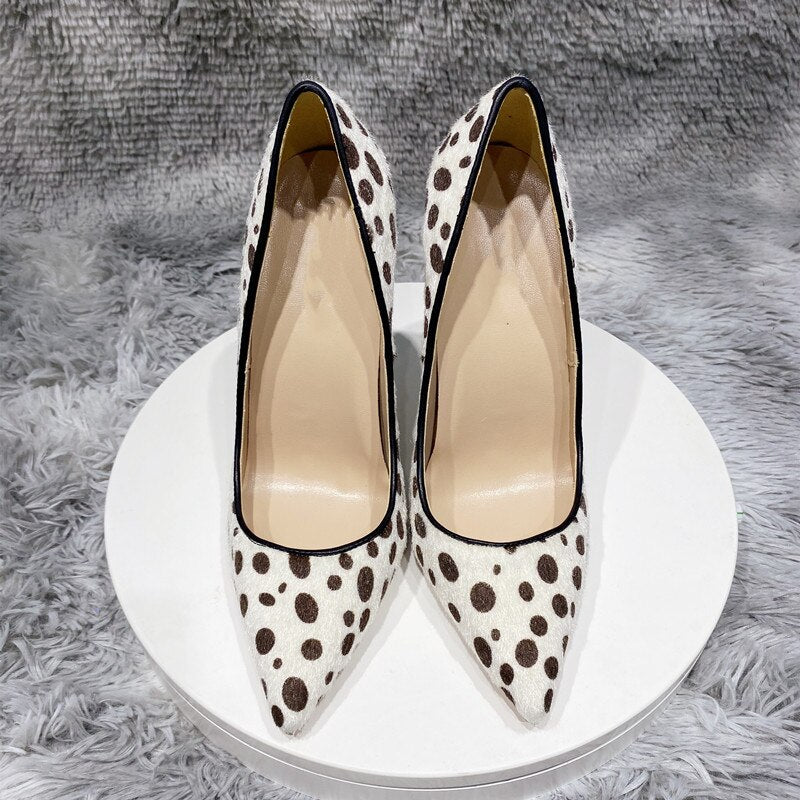 Pumps Polka Dot Print Women Flock Pointy Toe High Heel Shoes Sexy Spotted Pattern Stiletto Pumps - LaTezza Online Shop