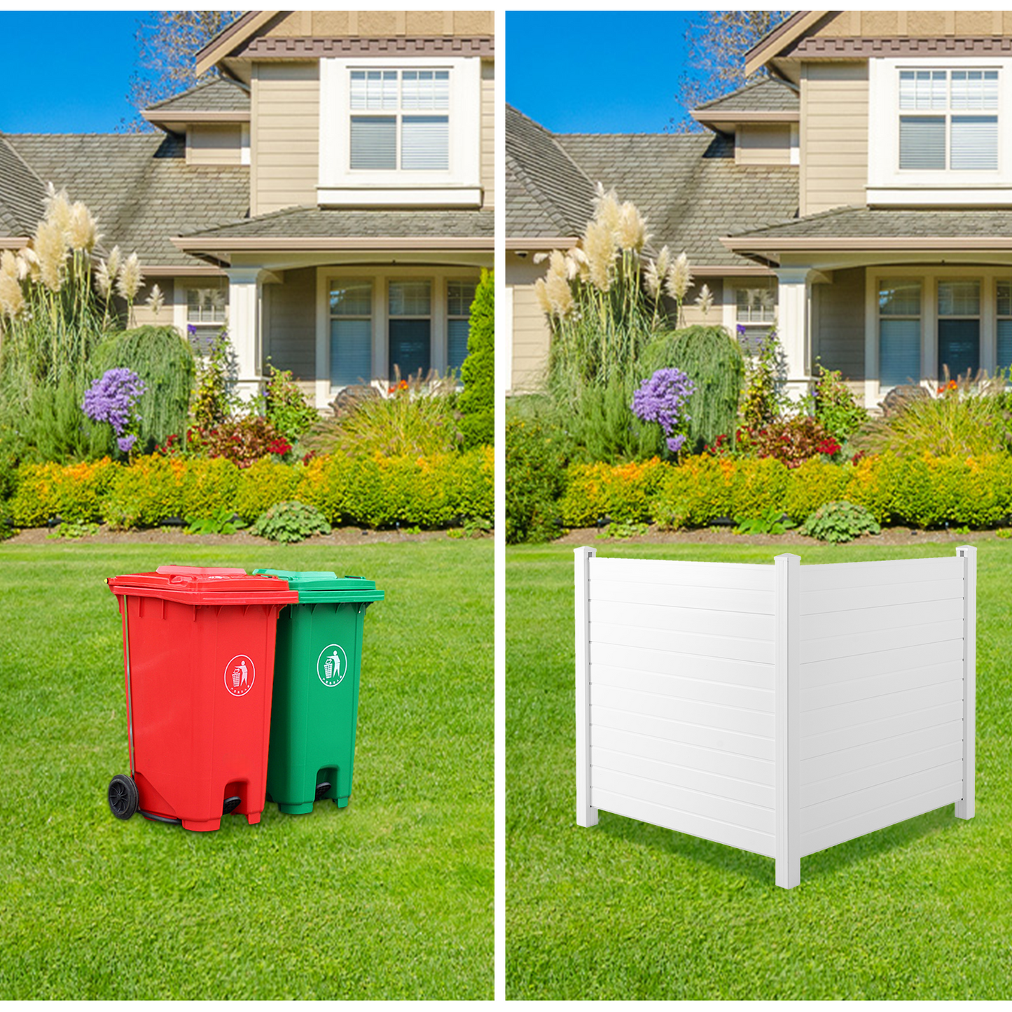 Privacy Fence Panels Kit Air Conditioner Trash Can Enclosure Vinyl white color - LaTezza Online Shop