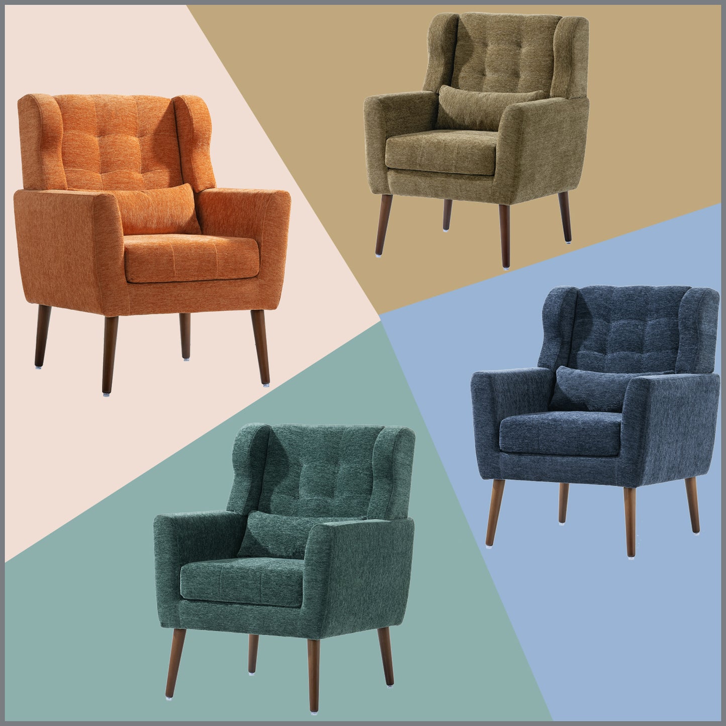 Modern Accent Chair Upholstered Foam Filled Living Room Chairs Comfy Reading Chair Mid Century Modern Chair (Orange) - LaTezza Online Shop