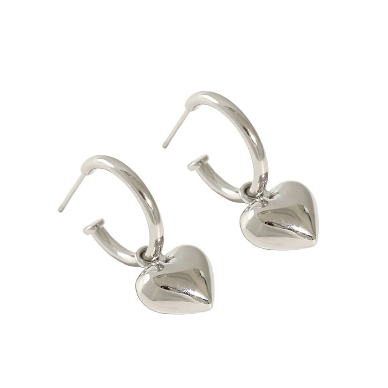 Simple temperament love heart-shaped pendant earrings women's versatile earrings - LaTezza Online Shop