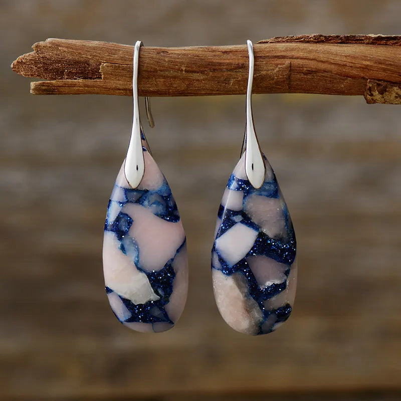 Teardrop Shape Natural Stone Dangle Earrings - LaTezza Online Shop