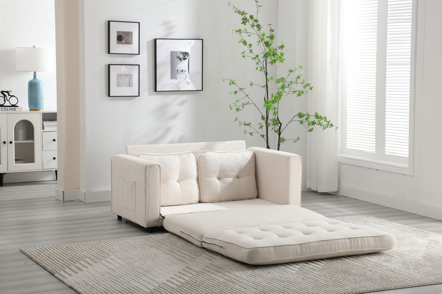 3 Fold Sofa Convertible Futon Couch sleeper sofabed Space saving loveseat Dark Gray & Light Gray & Beige - LaTezza Online Shop