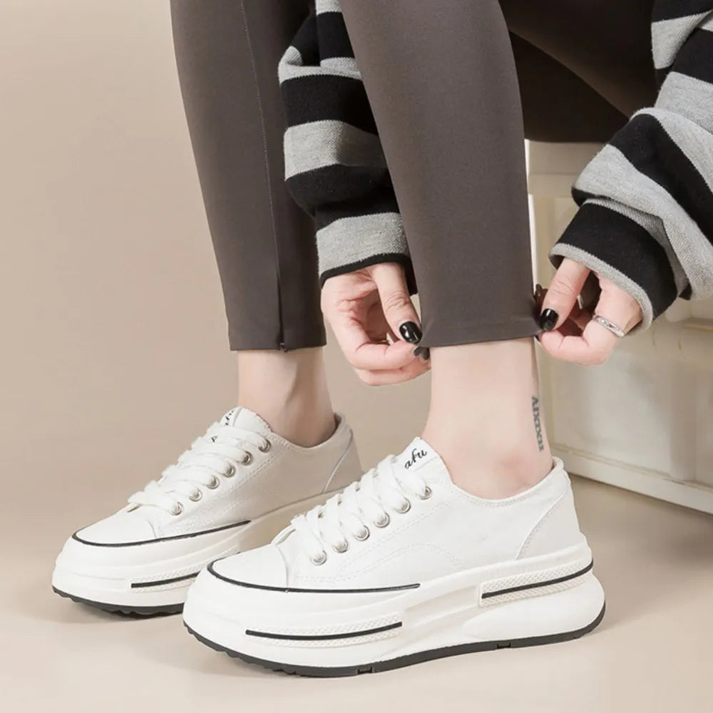 Platform Sneakers Lace Up Round Toe - LaTezza Online Shop