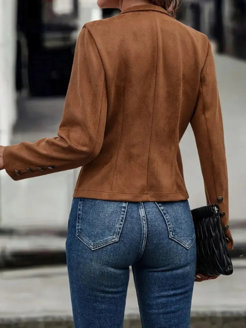 Decorative Button Open Front Long Sleeve Jacket - LaTezza Online Shop