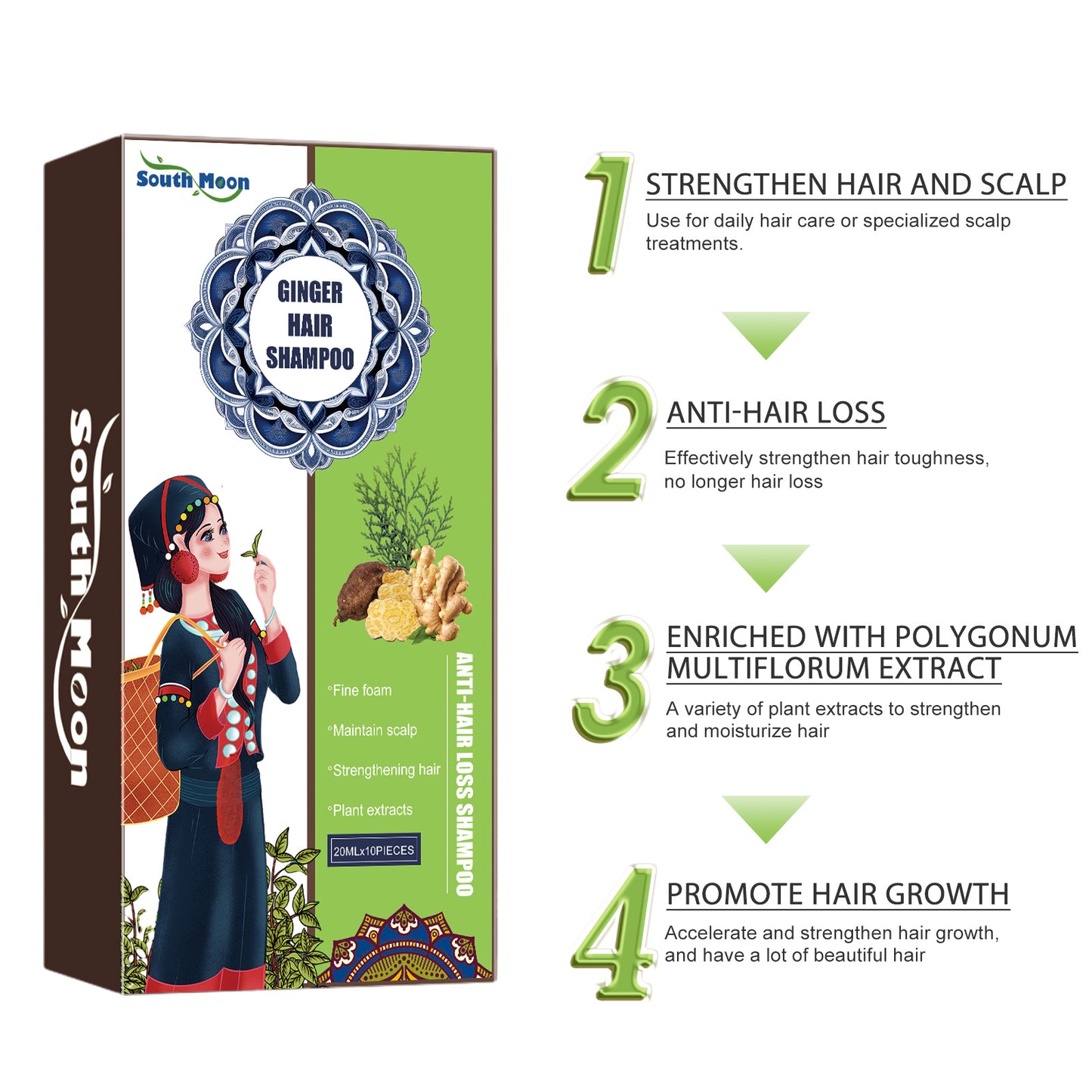 South Moon Ginger Care Shampoo Scalp Cleansing, Anti-Break Nourishing Root Strengthening Shampoo - LaTezza Online Shop