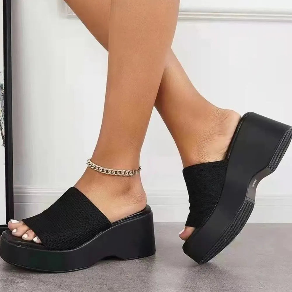 Platform Sandals Cloth Open Toe - LaTezza Online Shop