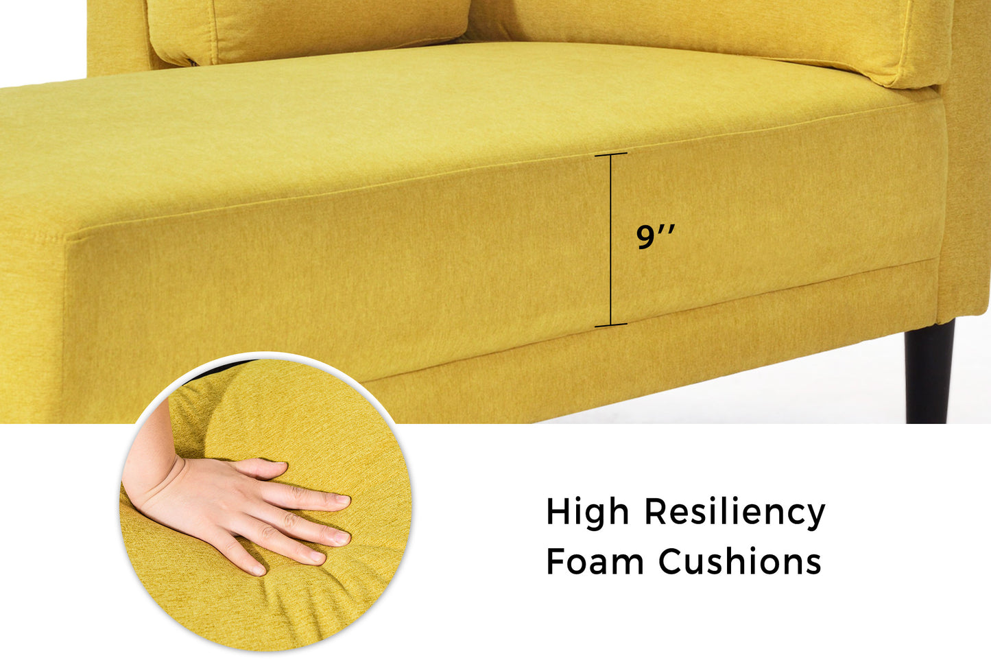 65" Mid-Century Modern Fabric Corner Lounge Chair Upholstered Indoor Chaise Lounge for Bedroom - LaTezza Online Shop