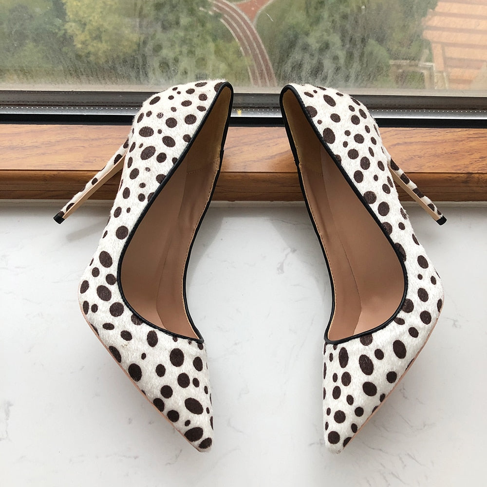 Pumps Polka Dot Print Women Flock Pointy Toe High Heel Shoes Sexy Spotted Pattern Stiletto Pumps - LaTezza Online Shop