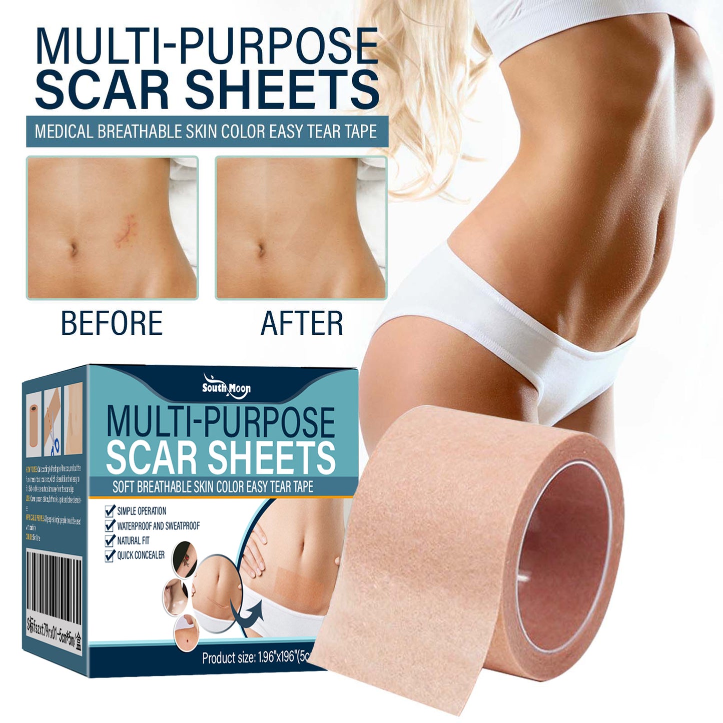 South moon Birthmark Skin Tone Concealer, Cover Body Scars Tattoo Spots Waterproof Color Masking Tape - LaTezza Online Shop