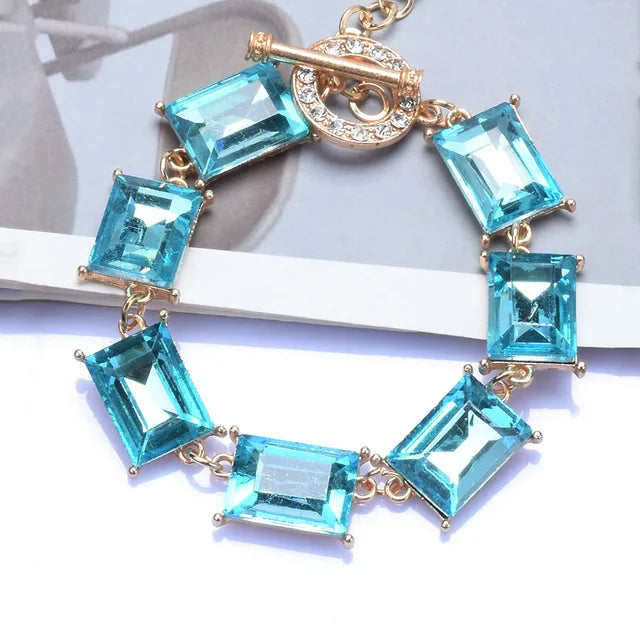 Purple Yellow Blue Glass Crystal Bracelets Jewelry Luxury Statement Bracelet - LaTezza Online Shop