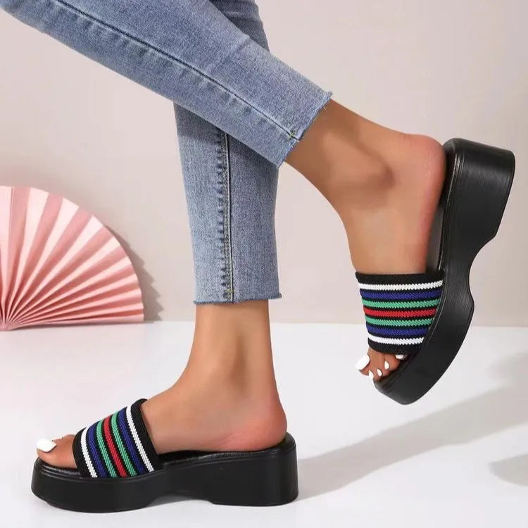 Platform Sandals Cloth Open Toe - LaTezza Online Shop