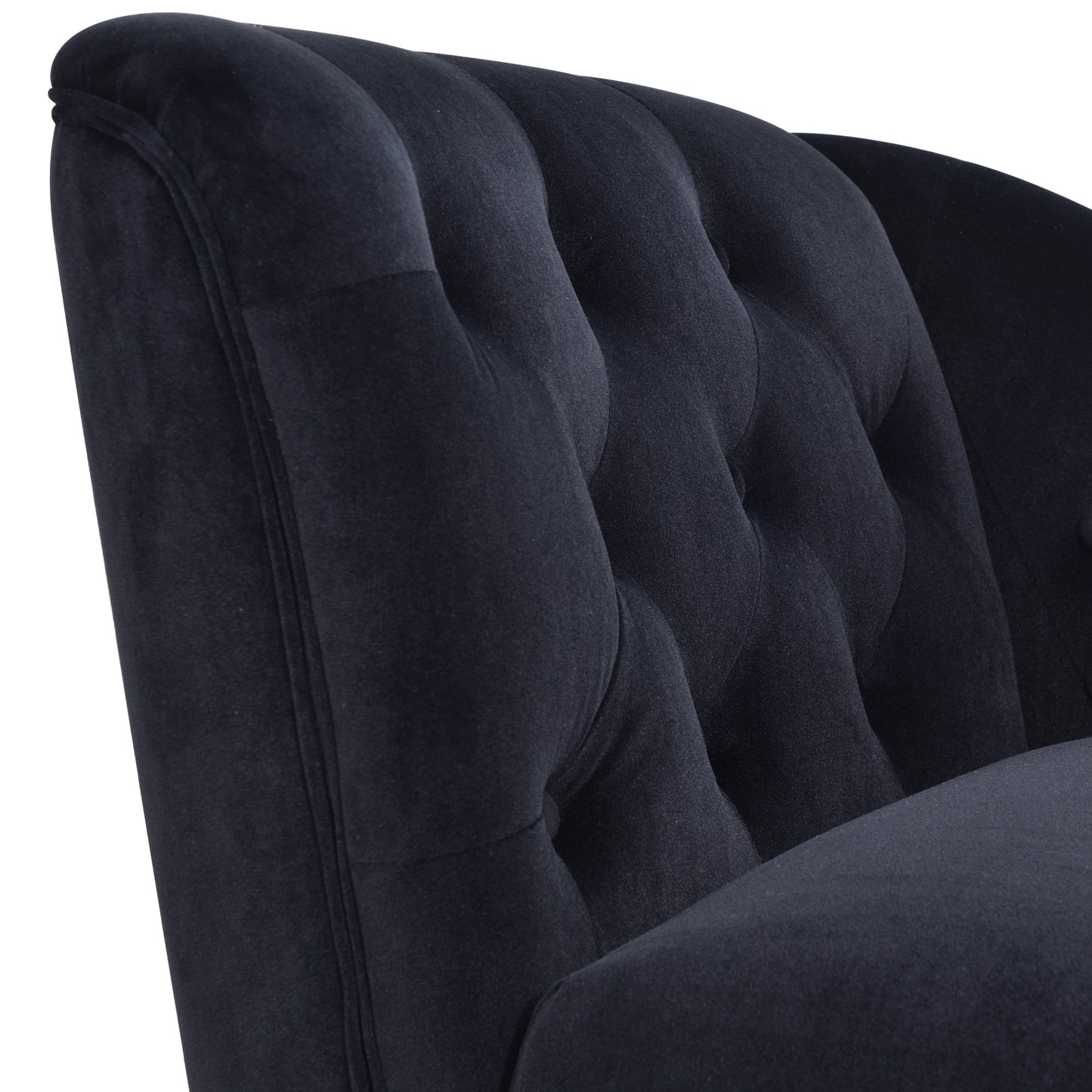 58 inch velvet lounge chair, button cluster right arm lounge chair with nail head decoration and solid wood legs - LaTezza Online Shop