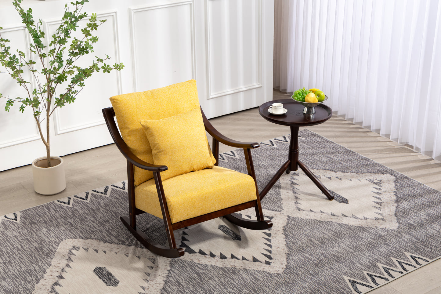 Mid Century Modern Accent Chairs Comfy Upholstered Glider Arm Chair with Solid Wood for Living Room Bedroom Balcony - LaTezza Online Shop