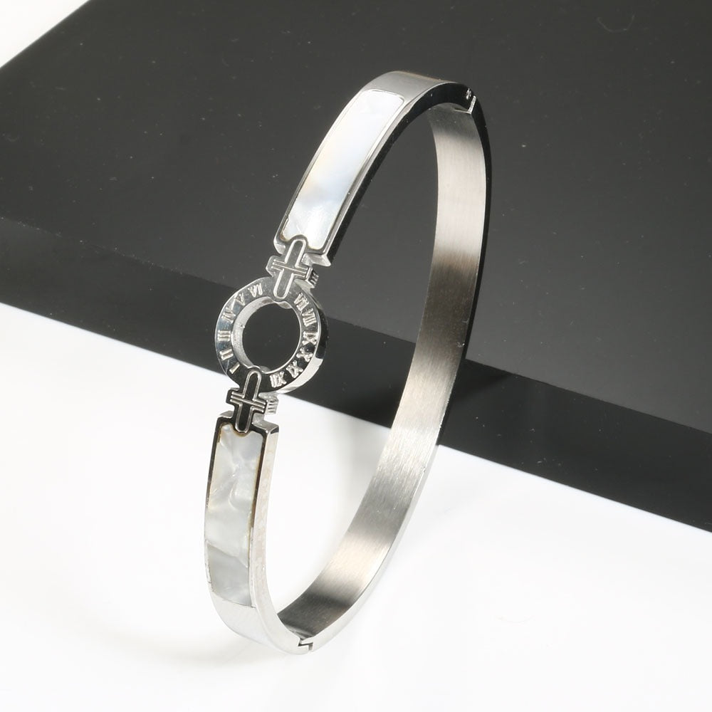 White Shell Roman Numeral Bangles & Bracelet - LaTezza Online Shop