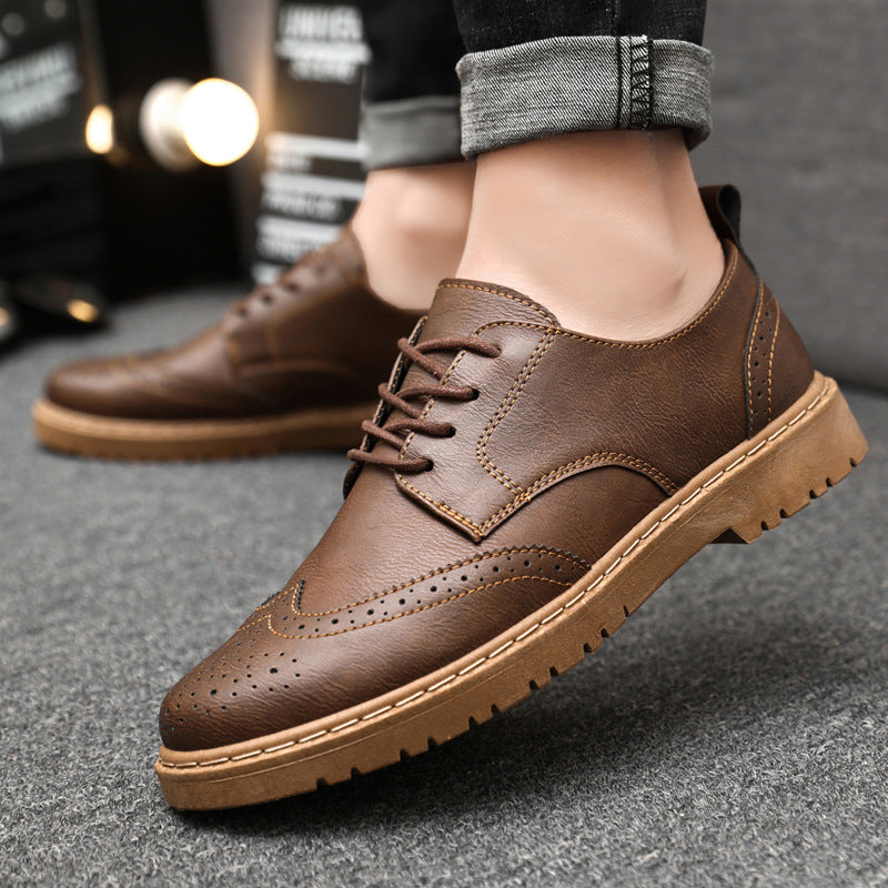 Anti slip Young Black Middle aged Dad High end Wear resistant British Style Casual Men's Formal Leather Shoes Autumn Edition - LaTezza Online Shop