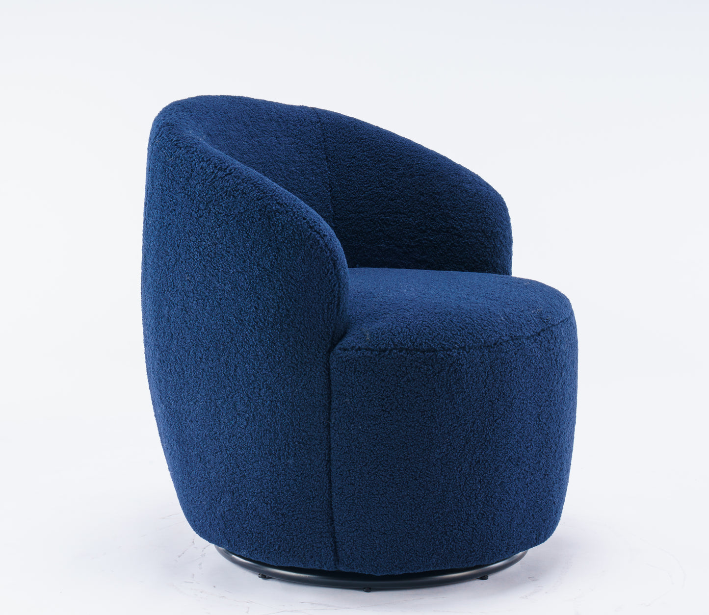 Teddy Fabric Swivel Accent Armchair Barrel Chair With Black Powder Coating Metal Ring Dark Blue - LaTezza Online Shop