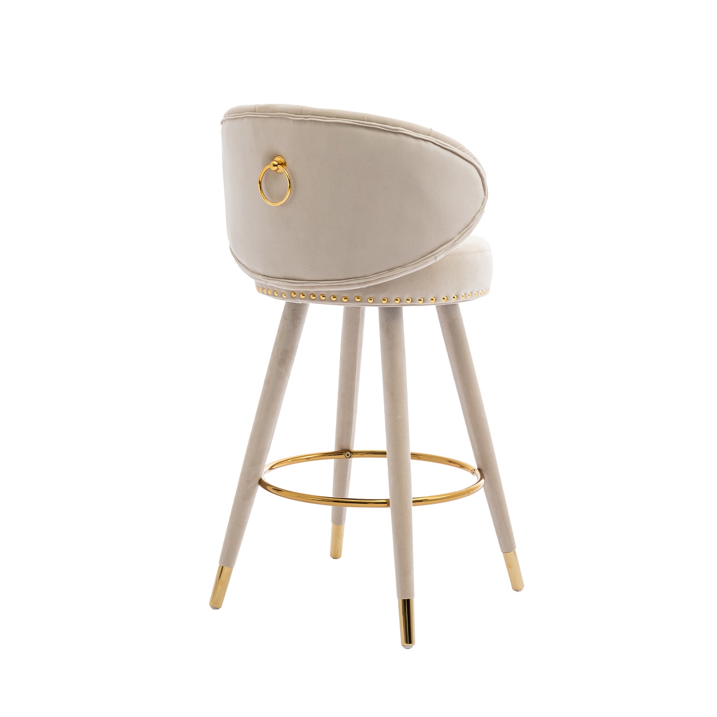 COOLMORE Counter Height Bar Stools Set of 2 for Kitchen Counter Solid Wood Legs with a fixed height of 360 degrees Beige - LaTezza Online Shop