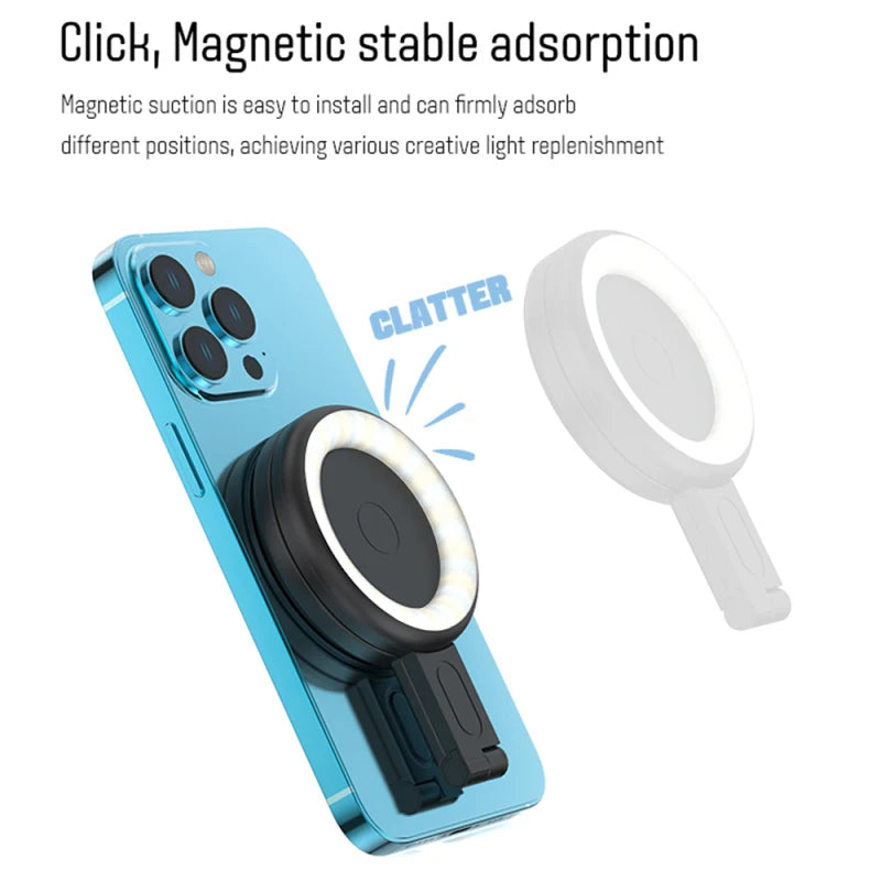 Magnetic LED Fill Light for Phone Selfie Light LED Video Light 2500K-9000K Dimmable Built-in Battery Replacement for iPhone Vlog - LaTezza Online Shop