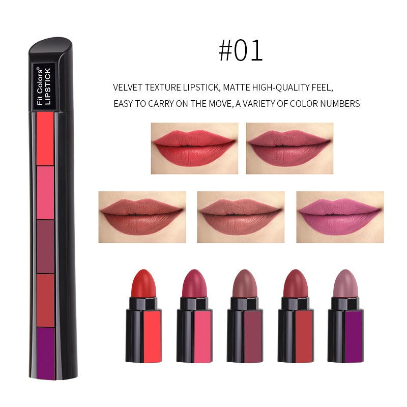 5 Colors Matte Velvet Lipstick Waterproof Sweatproof Lip Gloss Duration Colorfast Lipstick Non Stick Cup Lip Gloss Cosmetics - LaTezza Online Shop