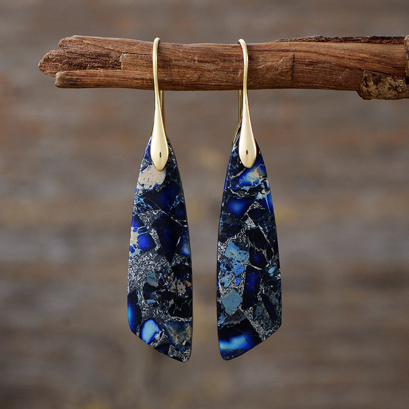 Bohemian Emperor Stone Geometric Pendant Earrings, European and American Popular Natural Stone Jewelry - LaTezza Online Shop