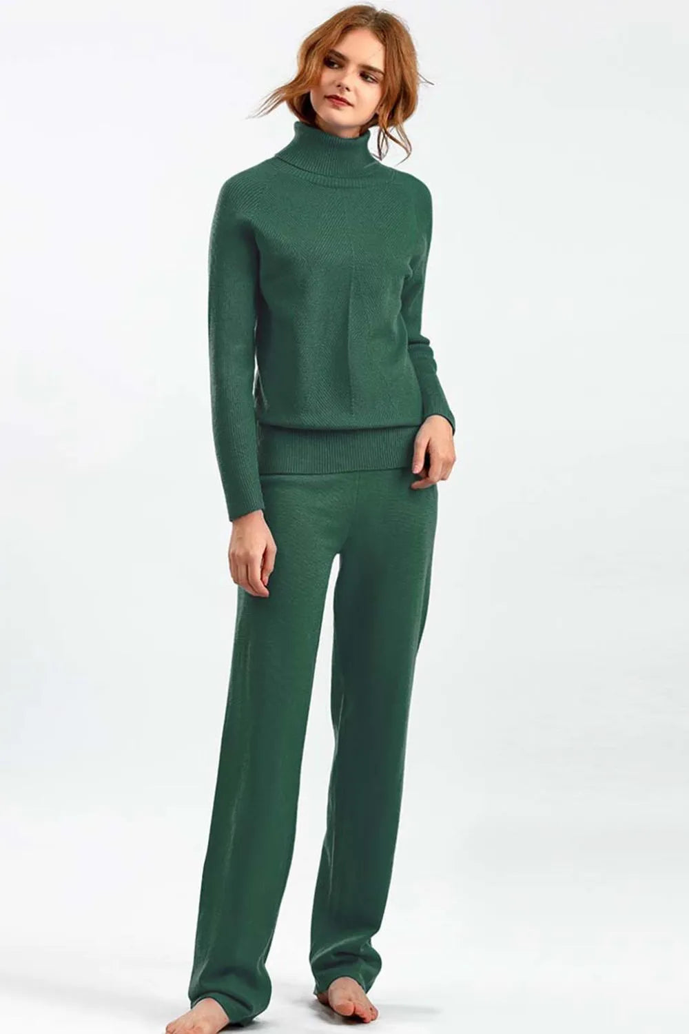 Turtleneck Raglan Sleeve Top and Pants Sweater Set - LaTezza Online Shop