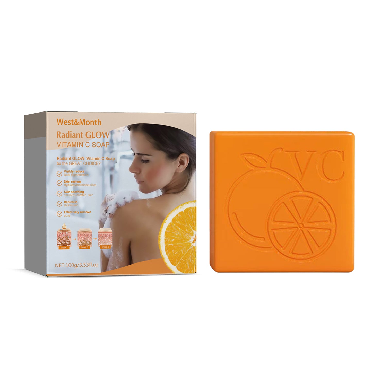 West&Month Radiant Glow Vitamin C Soap, Brightening Moisturizing Bath Cleansing Soap - LaTezza Online Shop