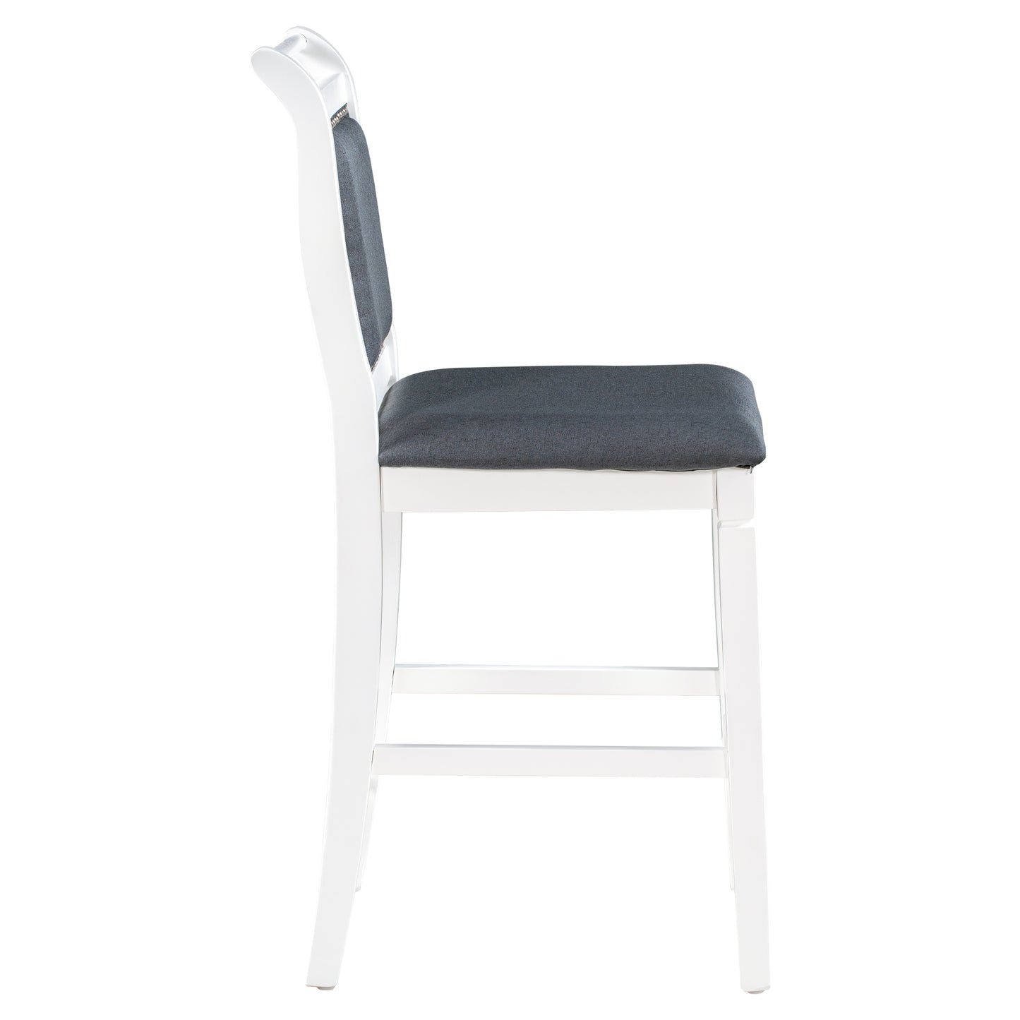 TOPMAX 3-Piece Wood Counter Height Drop Leaf Dining Table Set with 2 Upholstered Dining Chairs for Small Place White+Gray - LaTezza Online Shop