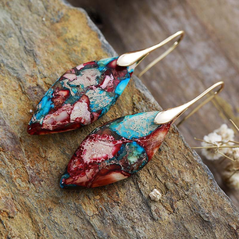 New Bohemian Emperor Stone Leaf Pendant Earrings and Accessories - LaTezza Online Shop
