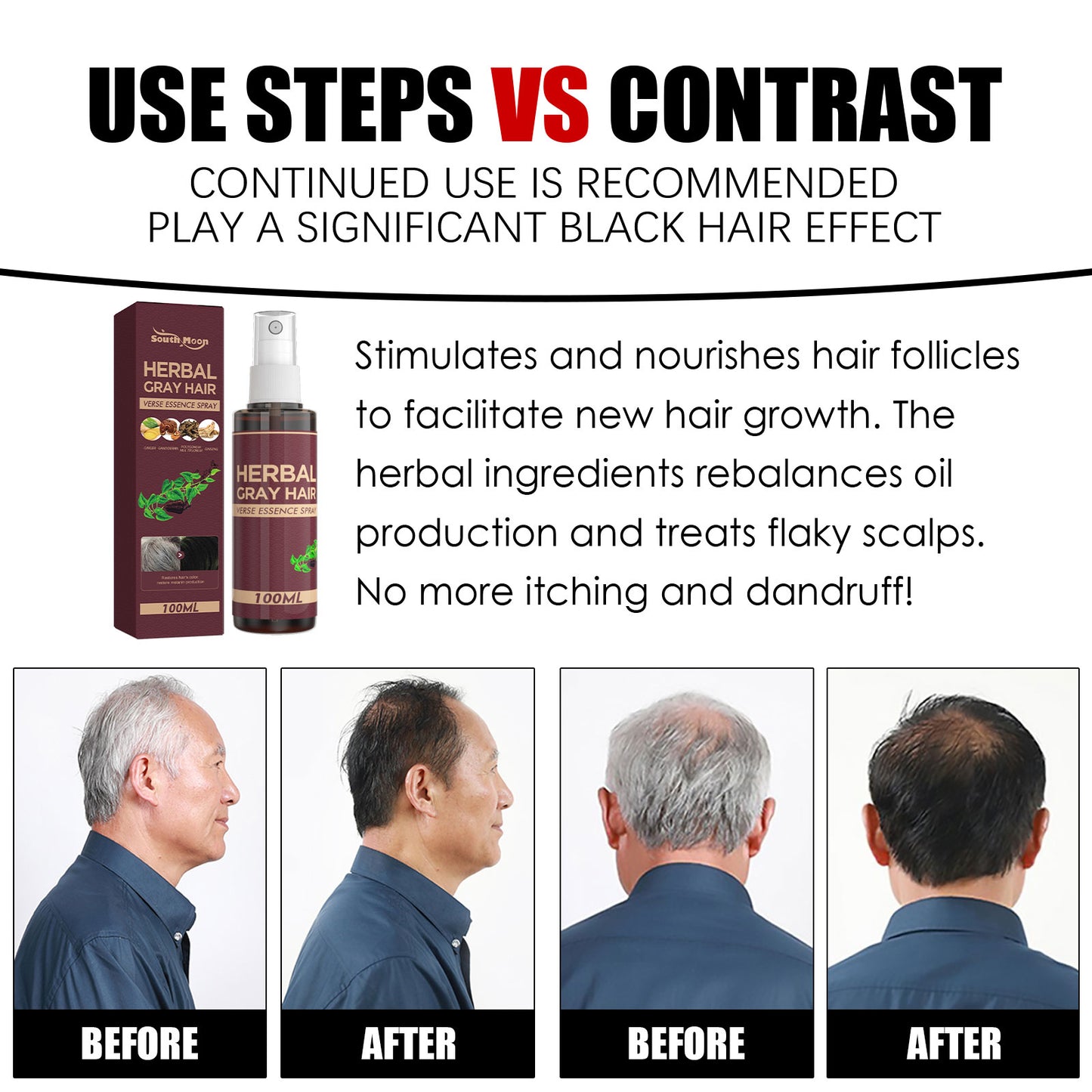 South Moon Herbal Black Hair Liquid Polygonum Multiflorum Herb Essence Moisturizing Black Hair Conditioner - LaTezza Online Shop