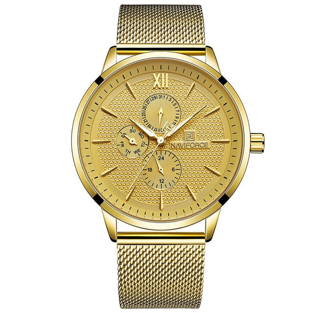 Men's NAVIFORCE Top Brand Luxury Waterproof Ultra Thin Clock Male Full Steel Casual Quartz Watch Men Sports Wrist Watch - LaTezza Online Shop