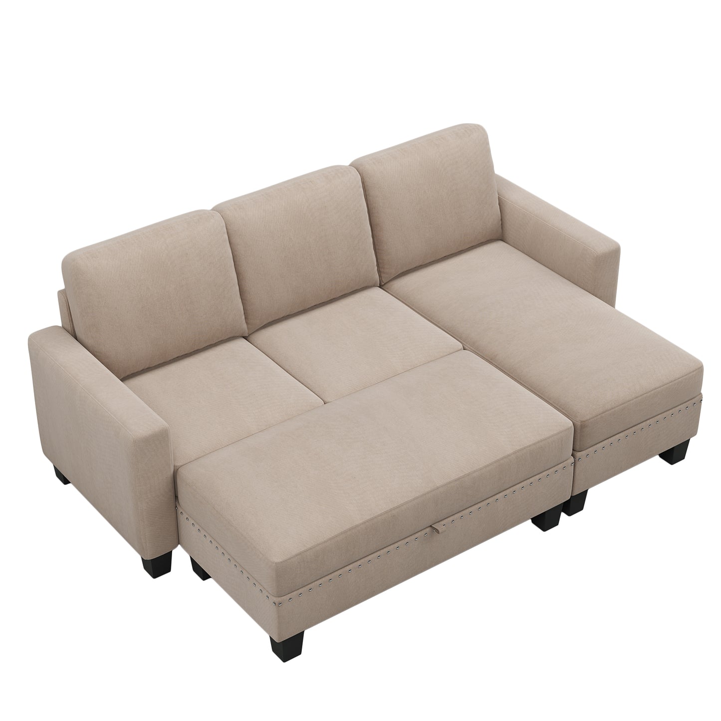 81" Reversible Sectional Couch with Storage Chaise L-Shaped Sofa for Apartment Sectional Set Warm Grey - LaTezza Online Shop