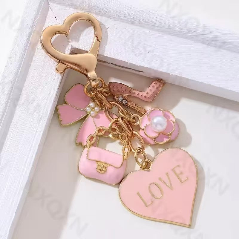 With Letters Heart Shape Bag Key Ring Pendant Bow - LaTezza Online Shop