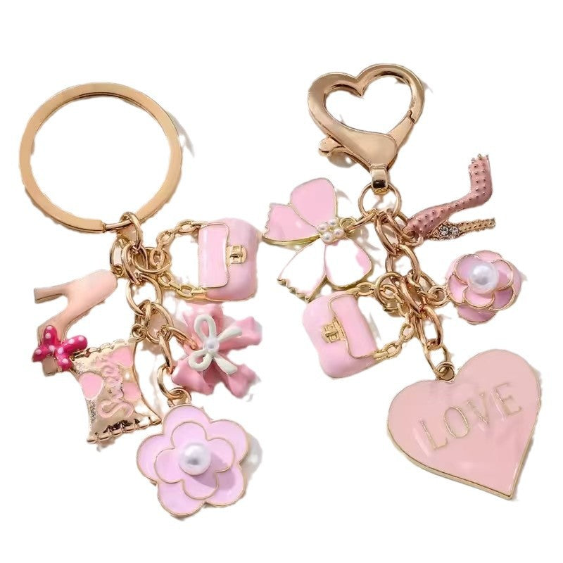 With Letters Heart Shape Bag Key Ring Pendant Bow - LaTezza Online Shop