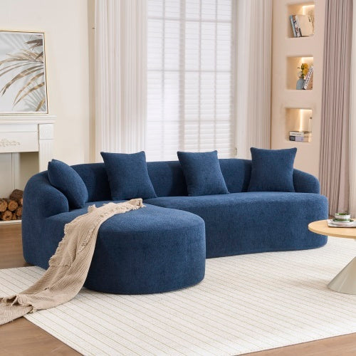 LY-022 Full Compression Sponge L-Shape Sectional Sofa Brown Modular Chaise Chenille Couch 30D High-Density 900 Lbs. - LaTezza Online Shop