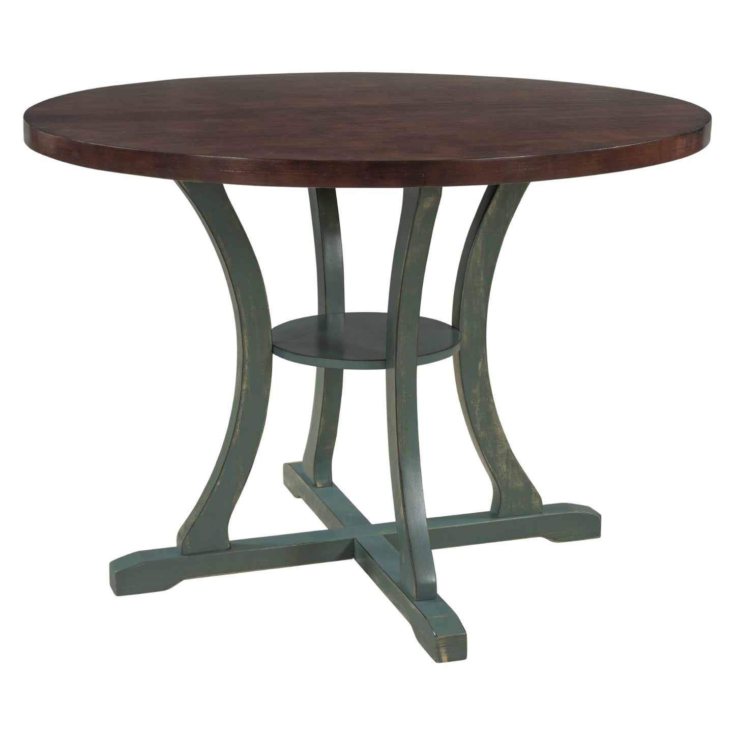 TREXM 5-Piece Round Dining Set With Fabric Chairs & Special-shaped Legs - LaTezza Online Shop