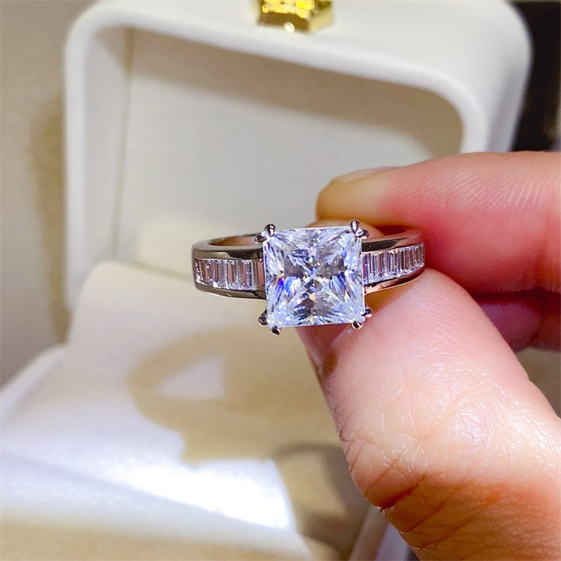 3 Carat Moissanite 925 Sterling Silver Square Shape Ring - LaTezza Online Shop