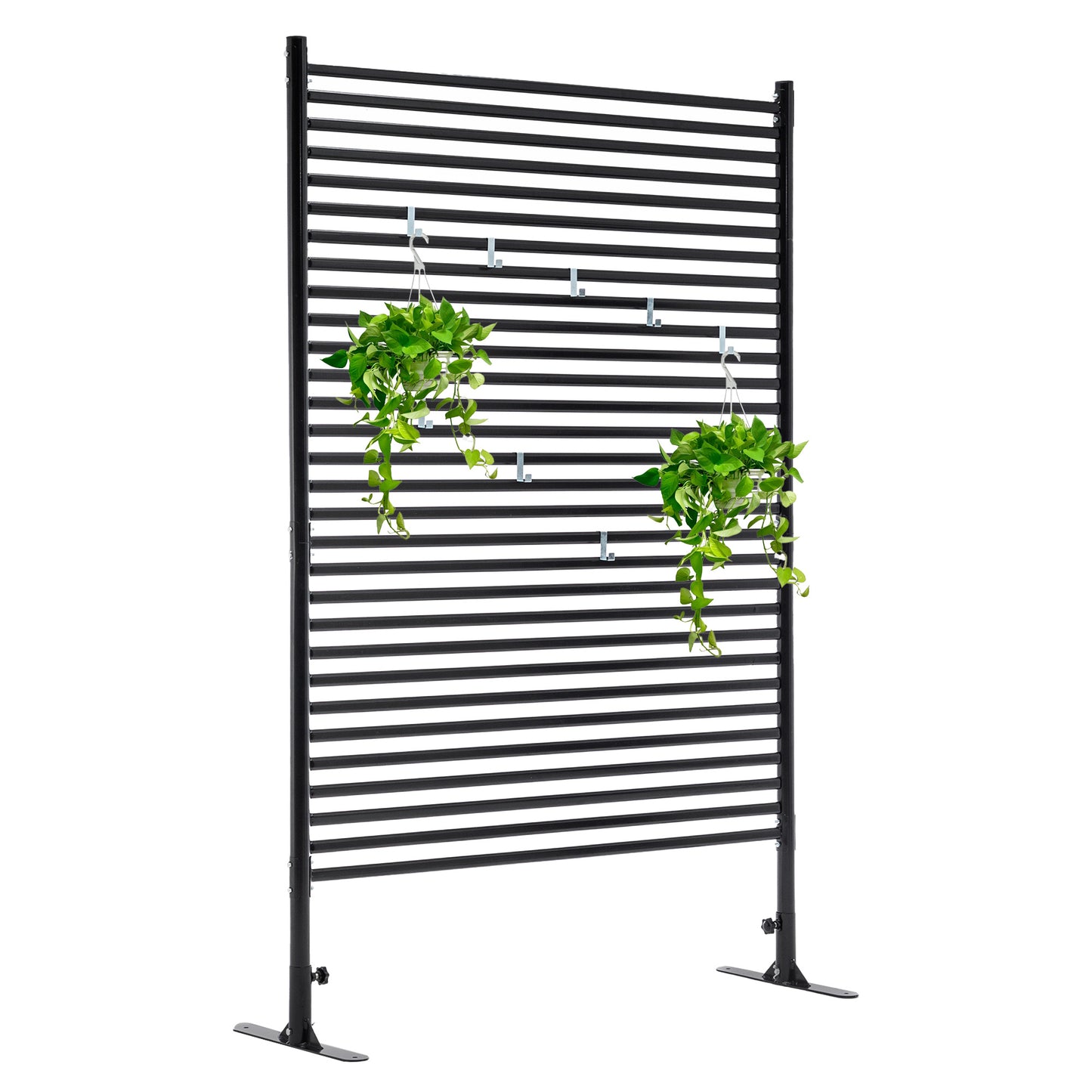 71.26''x46.65'' Outdoor Privacy Screens Freestanding Metal Fence Panels Slatted With Stand Black - LaTezza Online Shop