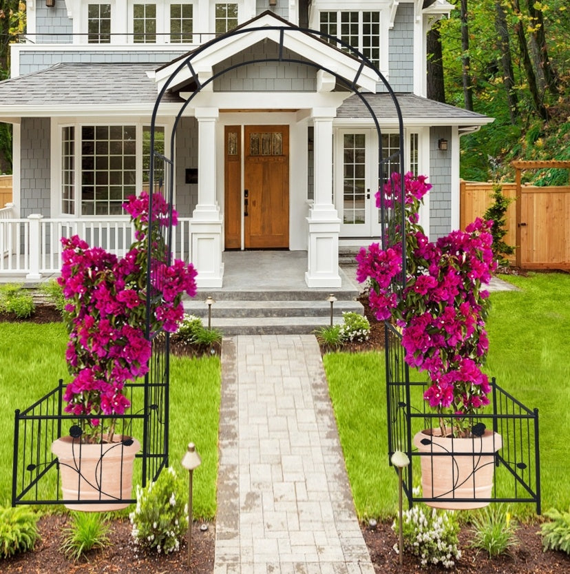 Metal Garden Arch With Plant Stands 79.5W X 86.6H Climbing Plants Rose Support - LaTezza Online Shop